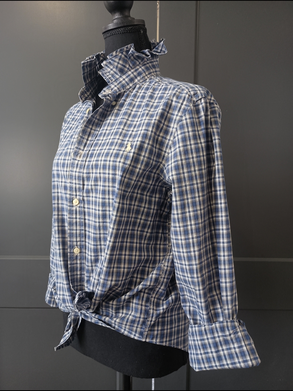 Upcycled Women's Ralph Lauren Ruffled Collar Shirt #084